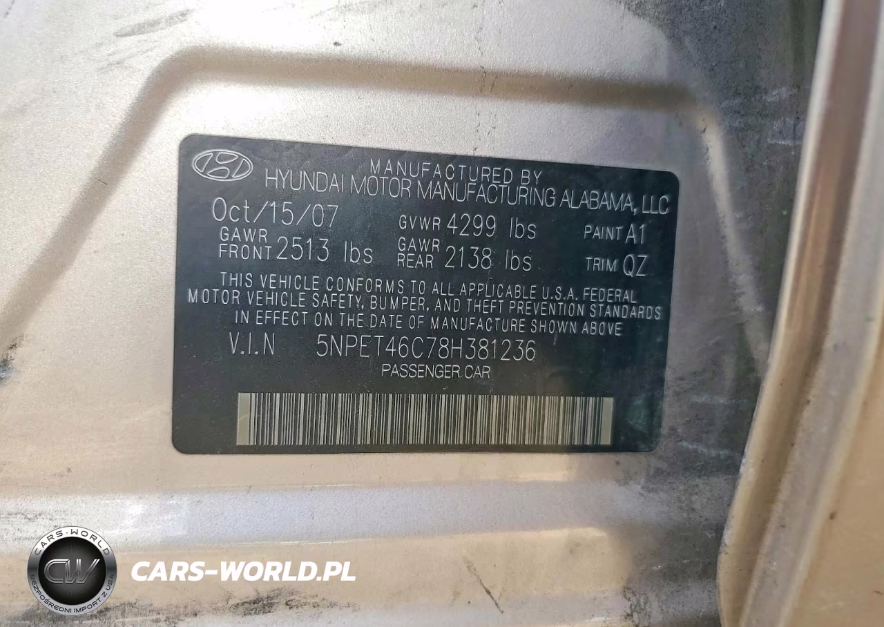 2008 Hyundai Sonata Gls VIN:5NPET46C78H381236 - 12