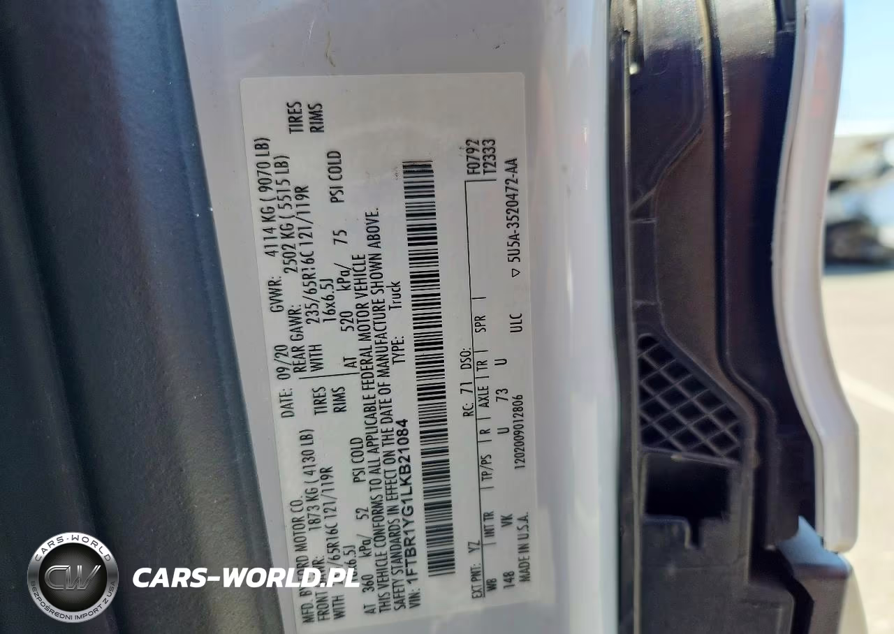 2020 Ford Transit T-250 VIN:1FTBR1YG1LKB21084 - 14