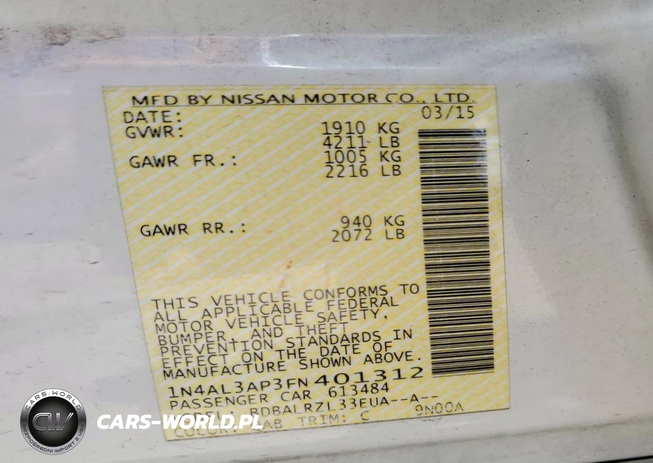 2015 Nissan Altima 2.5 Sl VIN:1N4AL3AP3FN401312 - 12