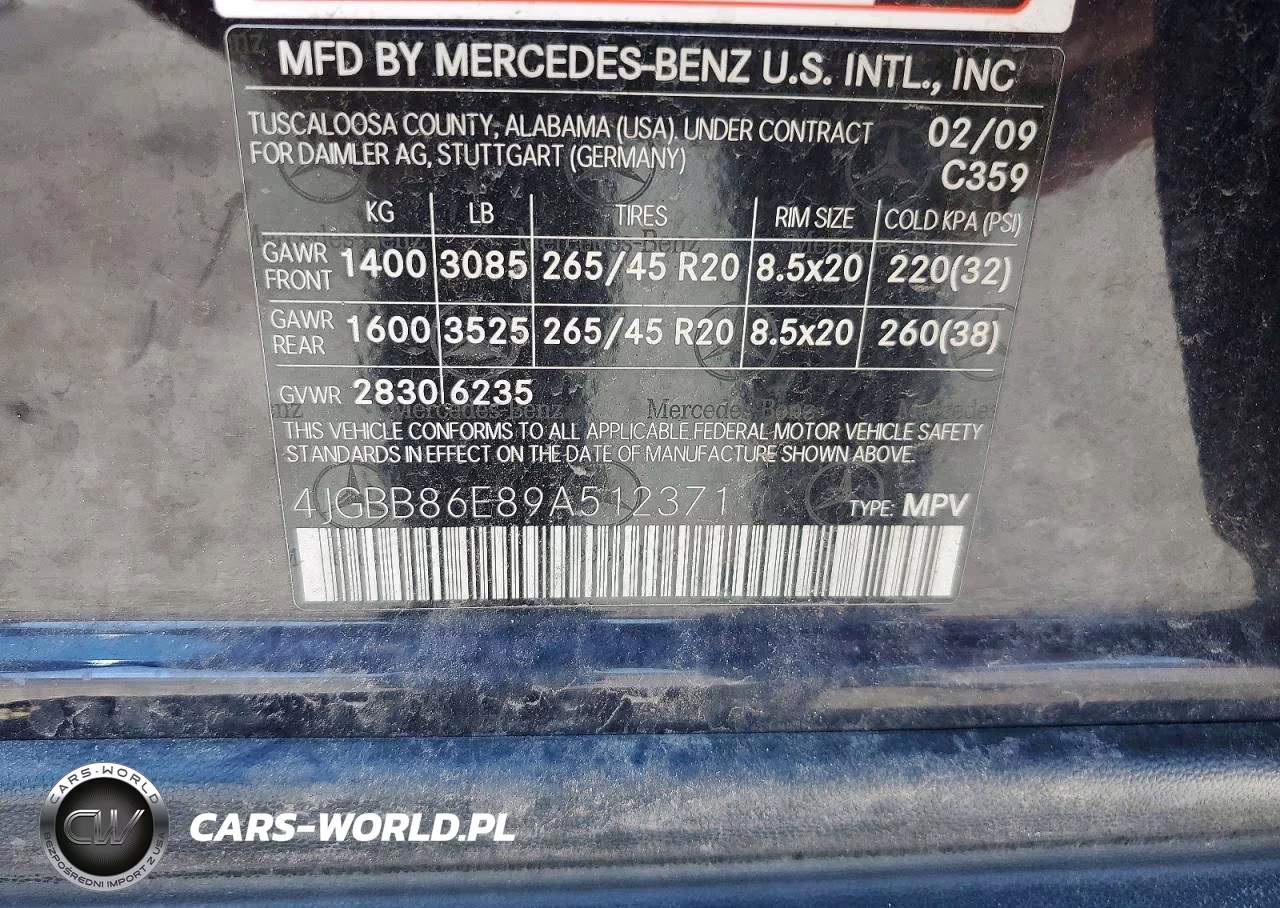 2009 Mercedes-Benz Ml 350 VIN:4JGBB86E89A512371 - 13