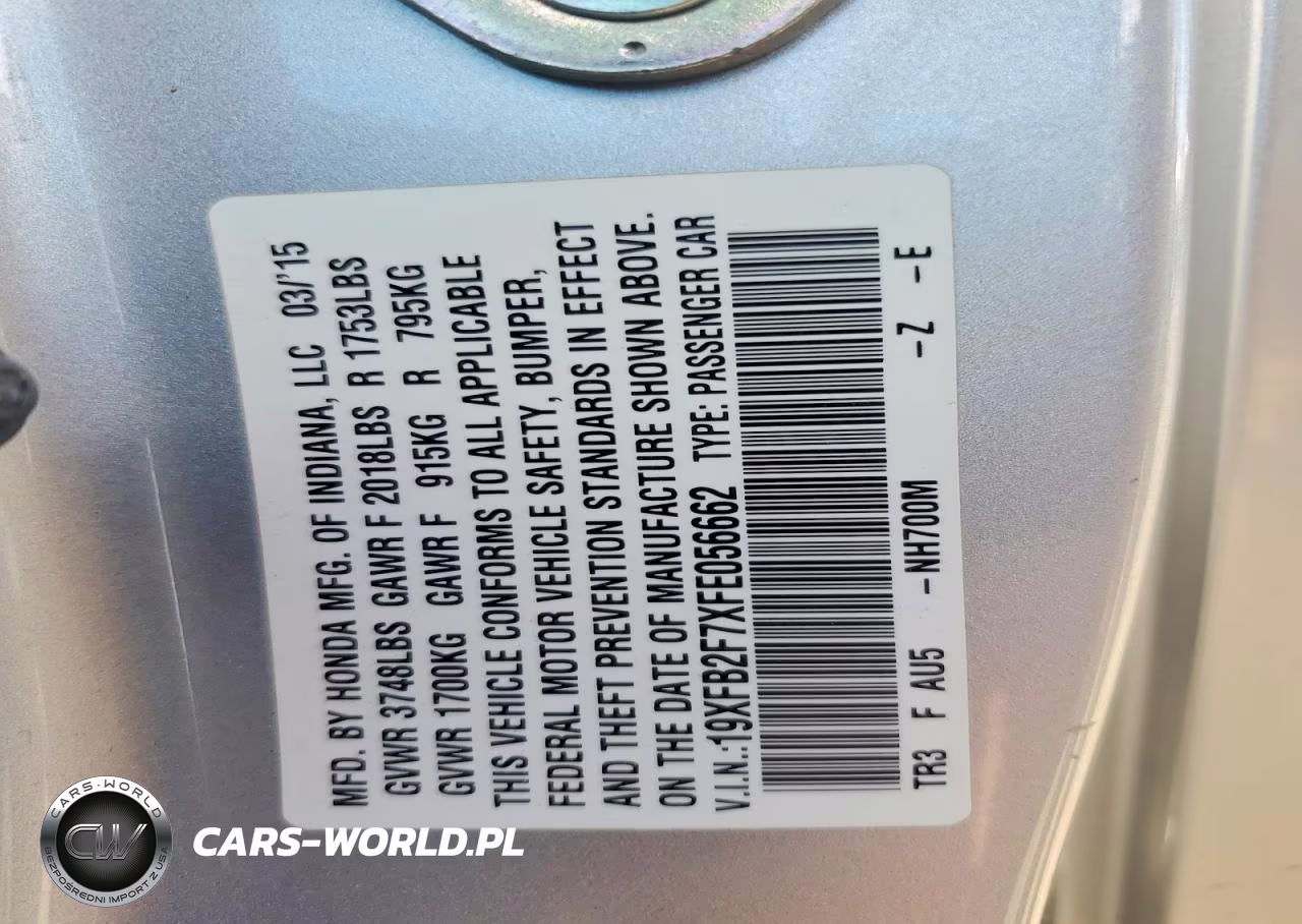 2015 Honda Civic Se VIN:19XFB2F7XFE056662 - 12