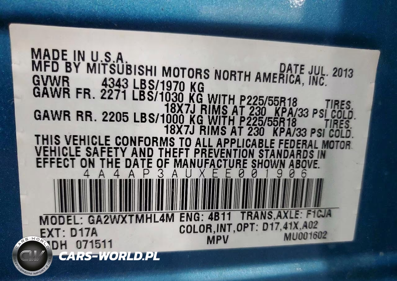 2014 Mitsubishi Outlander Sport Es VIN:4A4AP3AUXEE001906 - 13