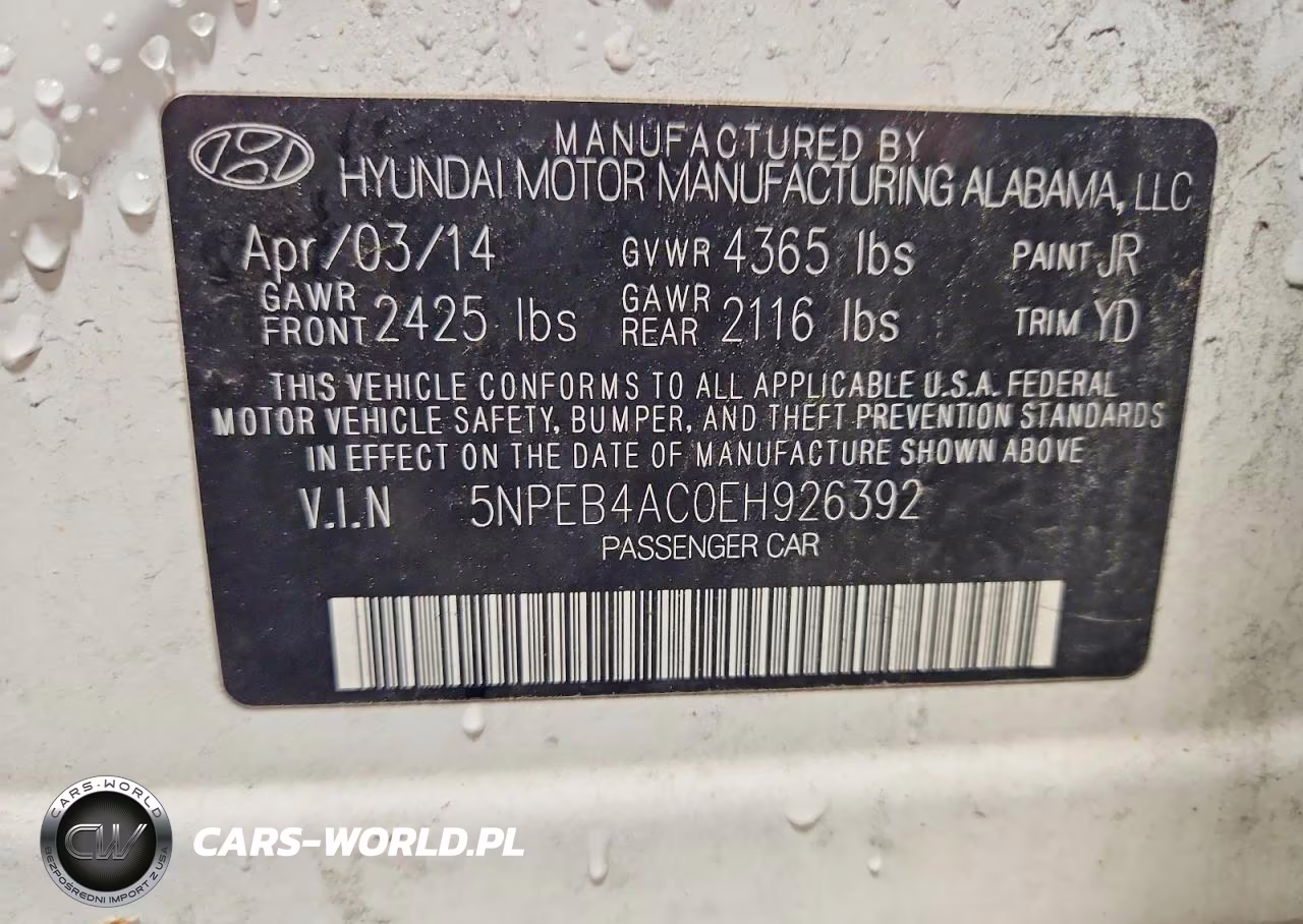 2014 Hyundai Sonata Gls VIN:5NPEB4AC0EH926392 - 13