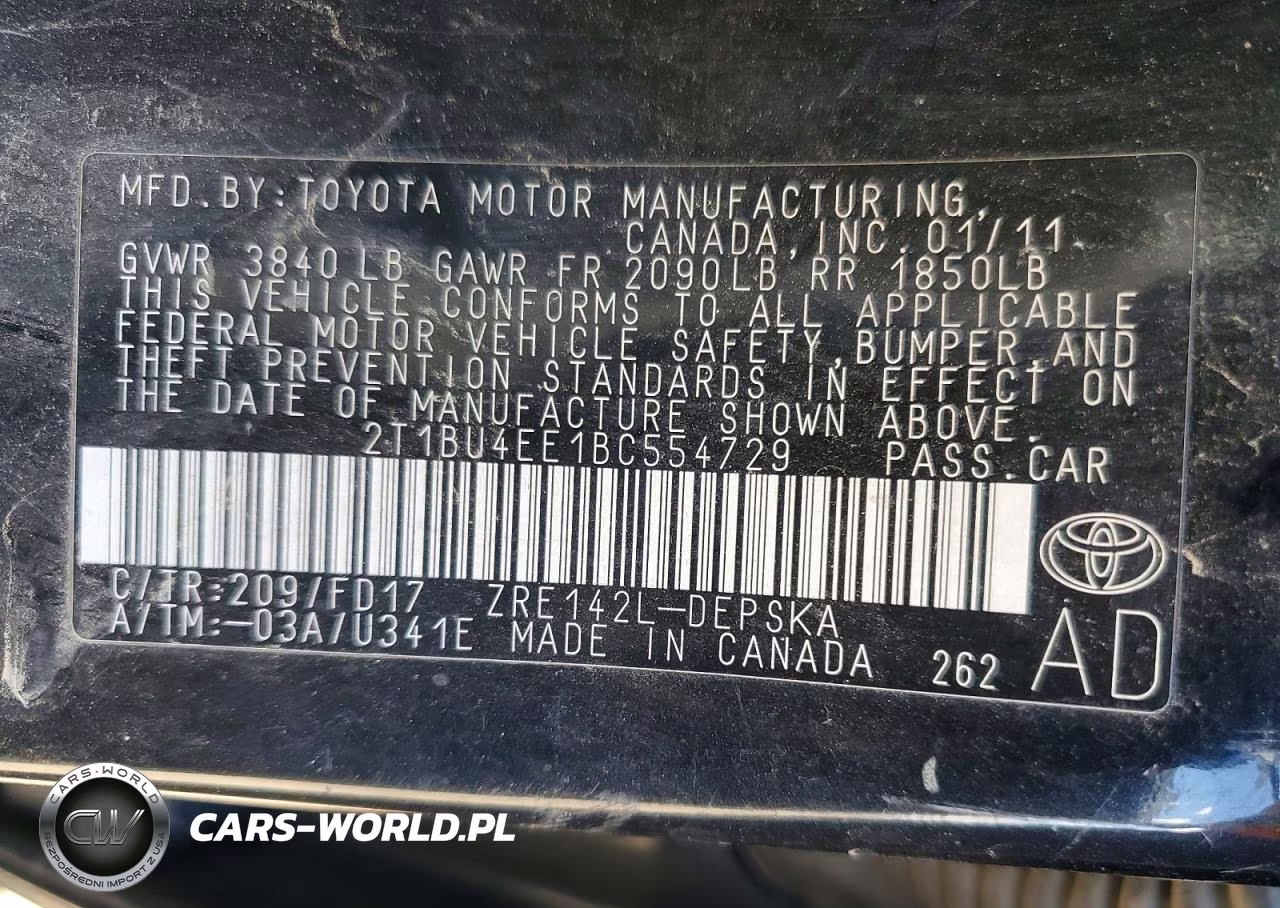 2011 Toyota Corolla S VIN:2T1BU4EE1BC554729 - 13