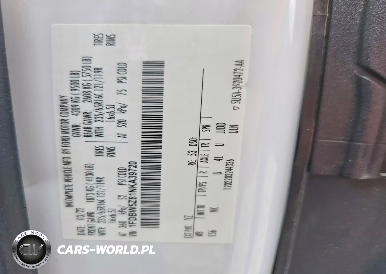 2022 Ford Transit Delivery Truck VIN:1FDBW5Z81NKA39720 - 12