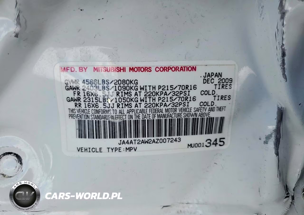2010 Mitsubishi Outlander Es VIN:JA4AT2AW2AZ007243 - 13