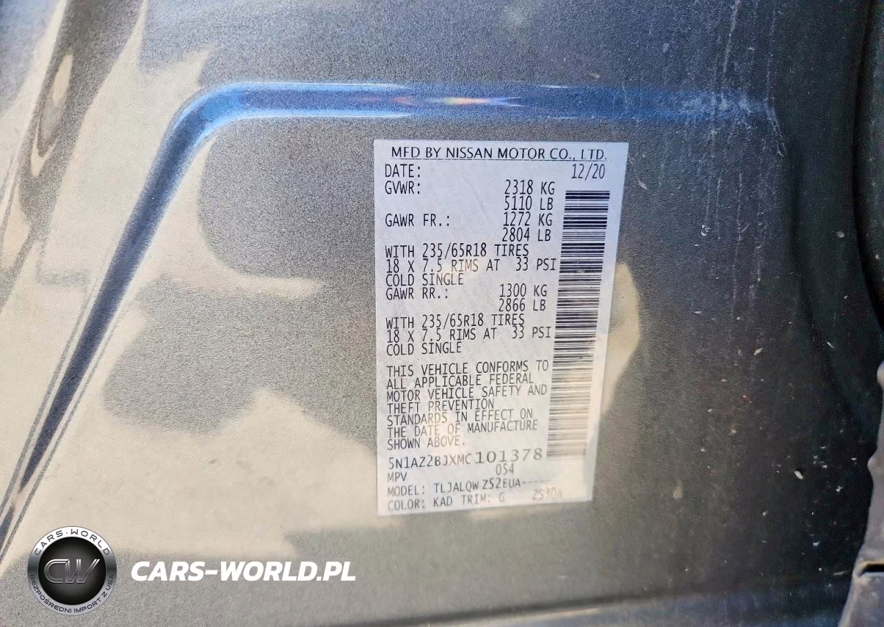 2021 Nissan Murano Sv VIN:5N1AZ2BJXMC101378 - 13