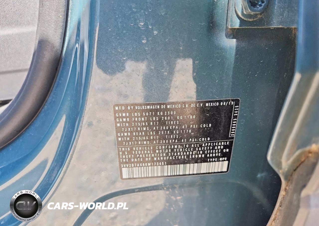 2019 Volkswagen Tiguan Se VIN:3VV2B7AX6KM173451 - 13