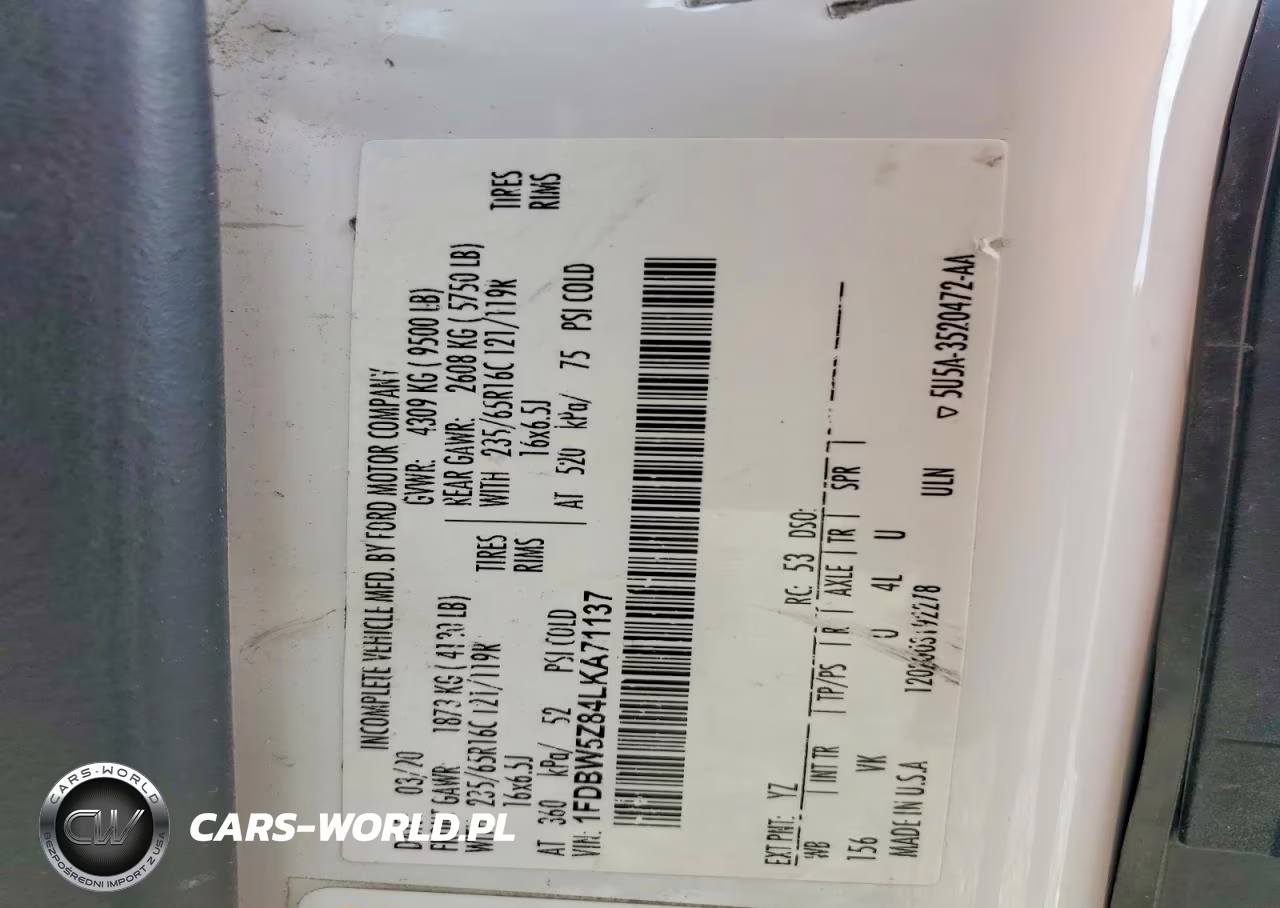 2020 Ford Transit Delivery Truck VIN:1FDBW5Z84LKA71137 - 12