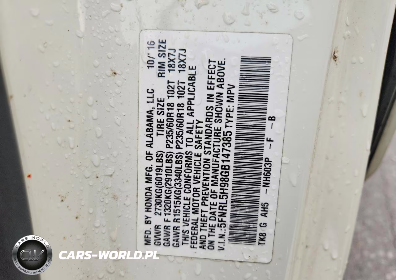 2016 Honda Odyssey Touring VIN:5FNRL5H98GB147385 - 13