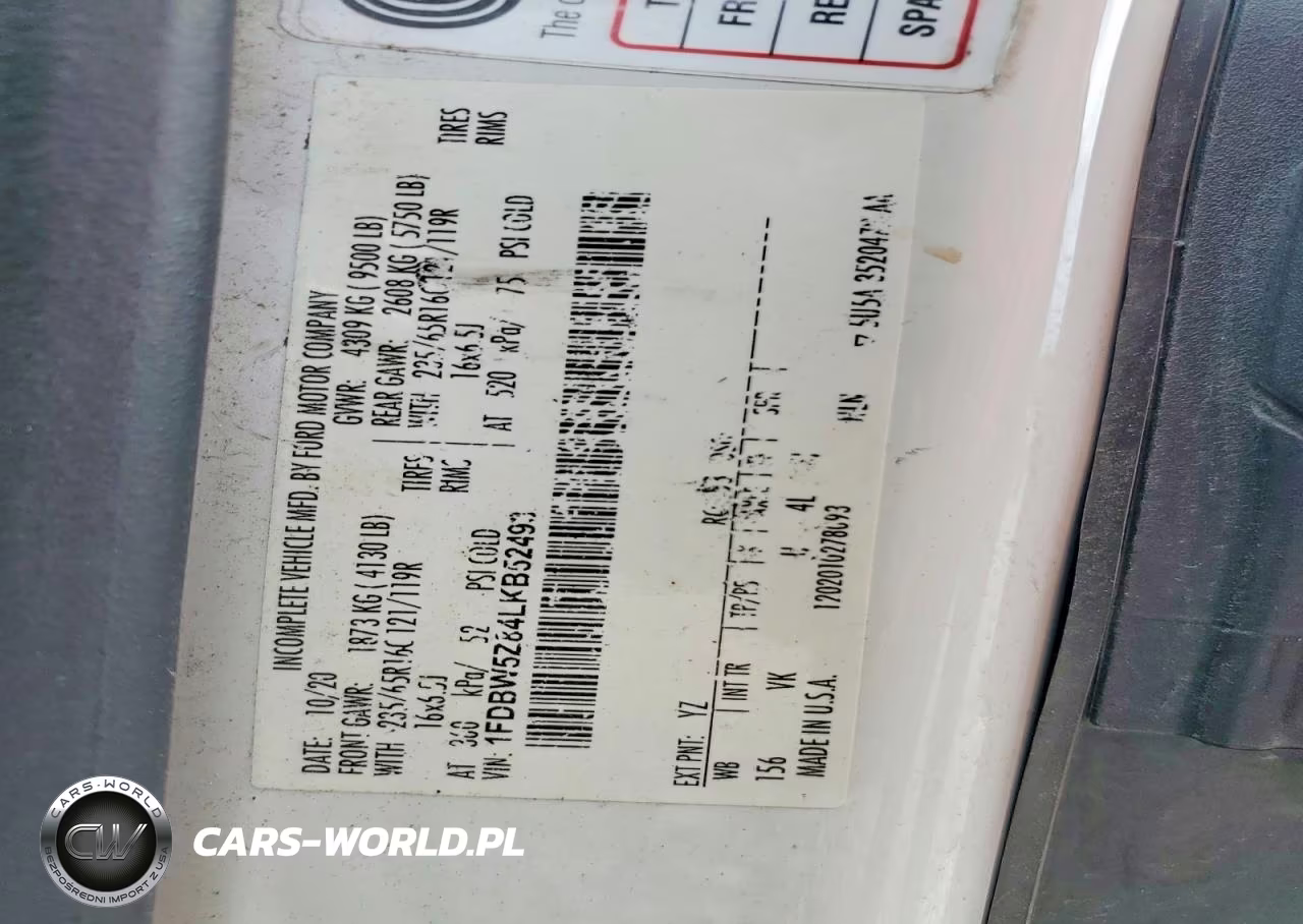 2020 Ford Transit Delivery Truck VIN:1FDBW5Z84LKB52493 - 12