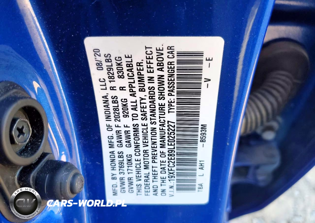 2020 Honda Civic Sport VIN:19XFC2E89LE025227 - 12
