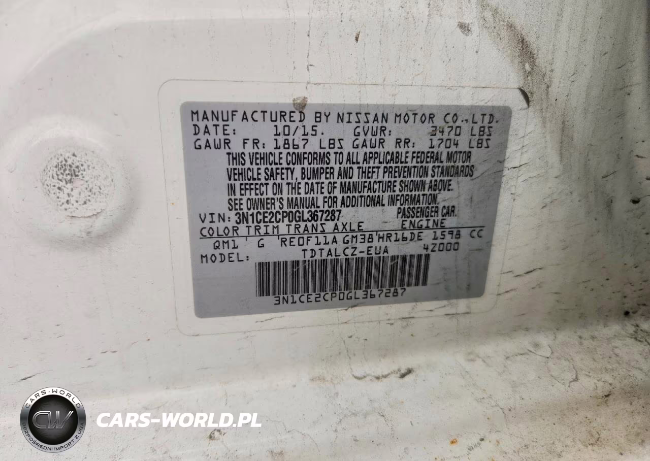 2016 Nissan Versa Note S Plus VIN:3N1CE2CP0GL367287 - 12