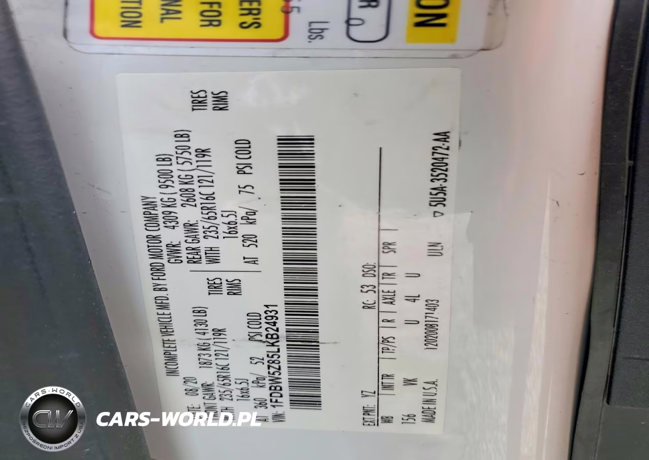 2020 Ford Transit Delivery Truck VIN:1FDBW5Z85LKB24931 - 12