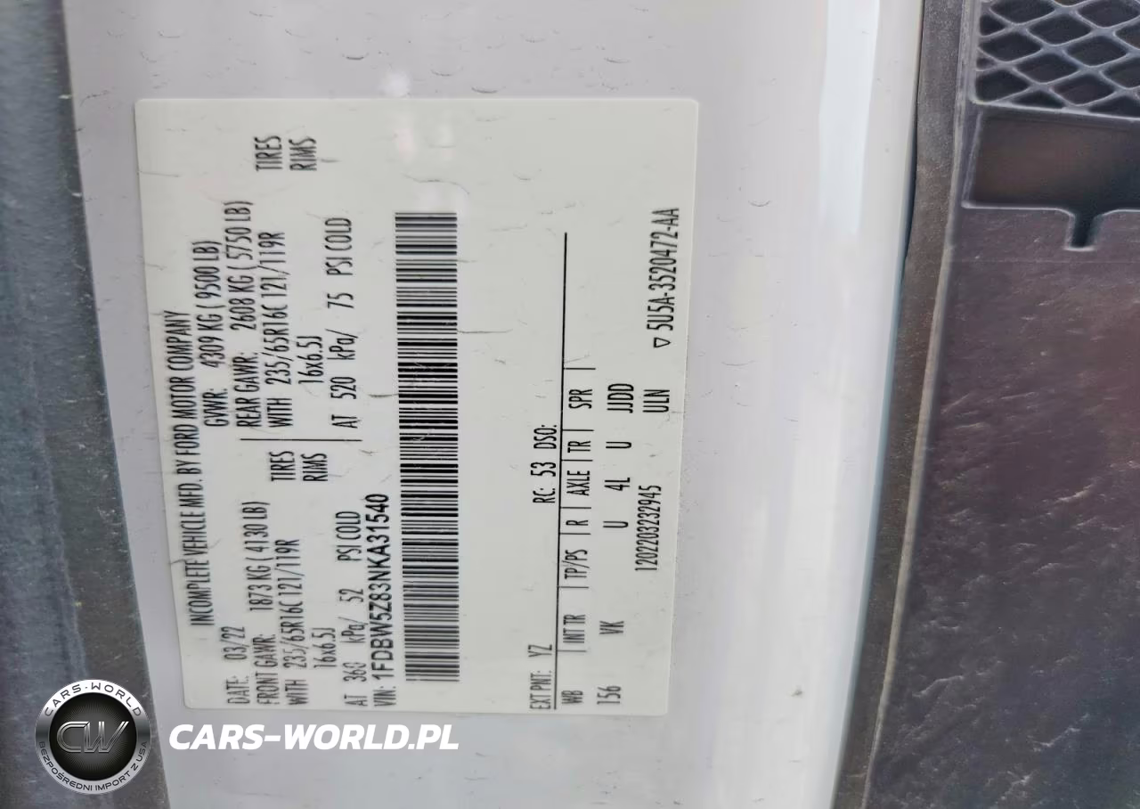2022 Ford Transit Delivery Truck VIN:1FDBW5Z83NKA31540 - 12