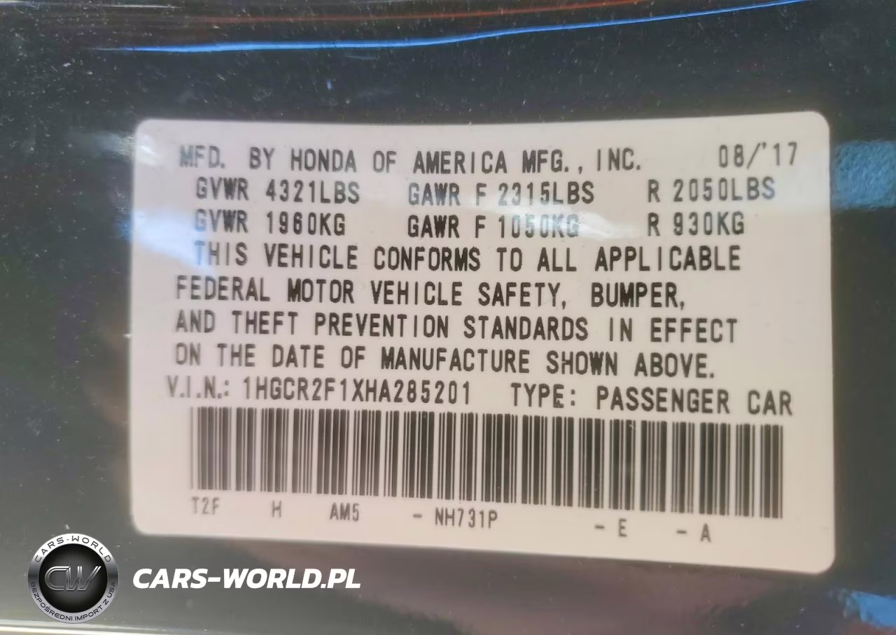 2017 Honda Accord Sport Special Edition VIN:1HGCR2F1XHA285201 - 12
