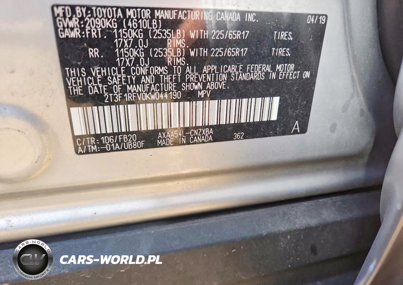 2019 Toyota Rav4 Le VIN:2T3F1RFV0KW044190 - 12