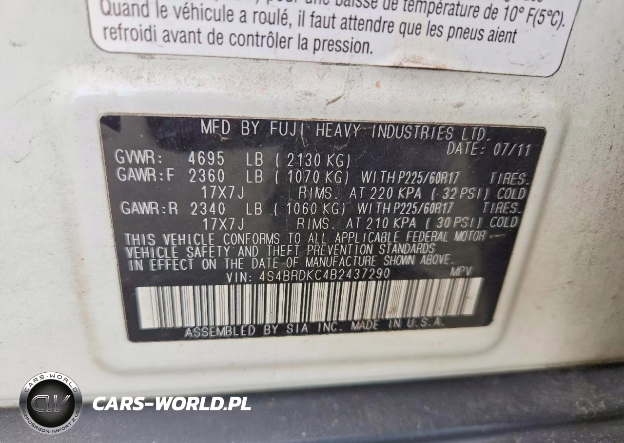 2011 Subaru Outback 3.6R Limited VIN:4S4BRDKC4B2437290 - 13