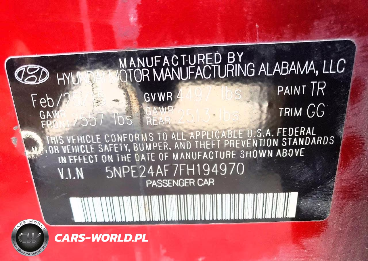 2015 Hyundai Sonata Se VIN:5NPE24AF7FH194970 - 12