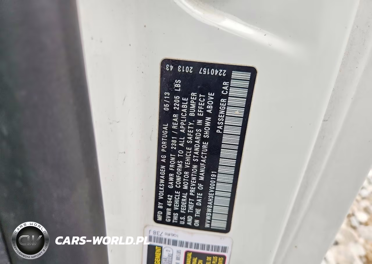 2014 Volkswagen Eos Komfort VIN:WVWBW8AH3EV000191 - 12
