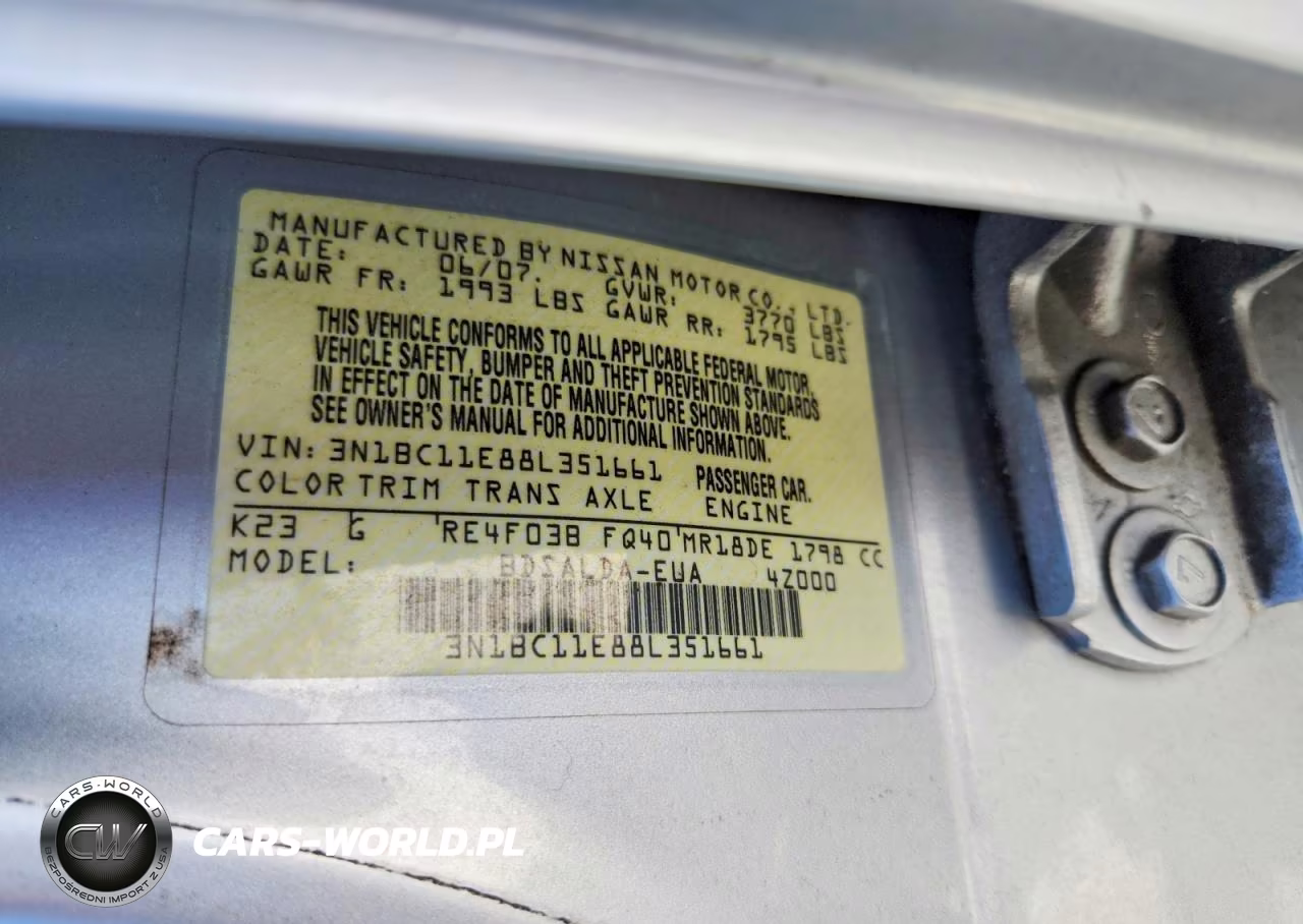 2008 Nissan Versa 1.8 S VIN:3N1BC11E88L351661 - 12