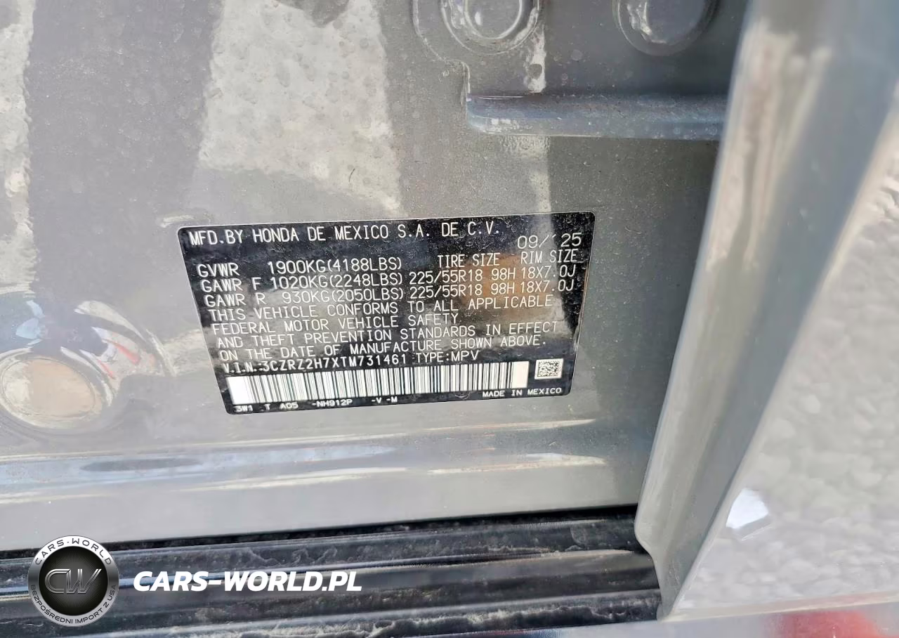 2026 Honda Hr-V Exl VIN:3CZRZ2H7XTM731461 - 13
