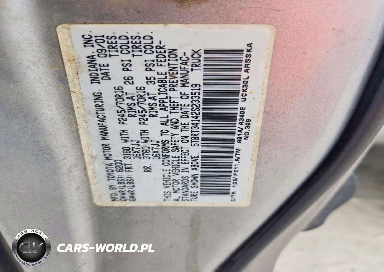 2002 Toyota Tundra Sr5 V8 VIN:5TBRT34142S233519 - 12