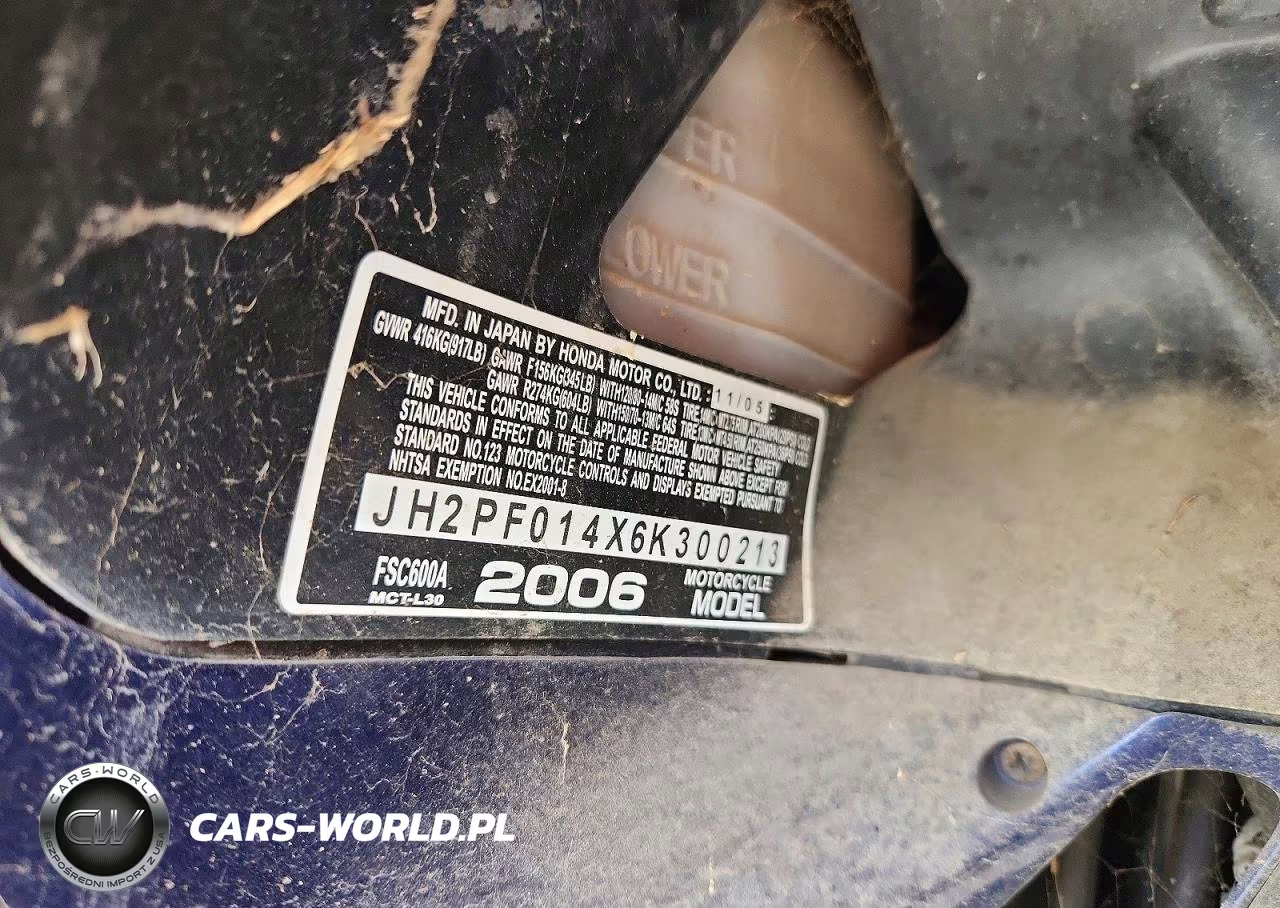 2006 Honda Fsc600 A VIN:JH2PF014X6K300213 - 9