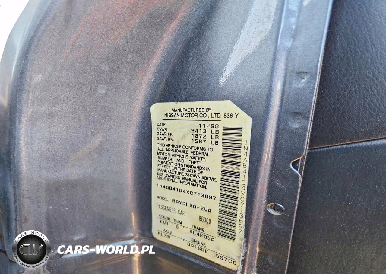 1999 Nissan Sentra Xe VIN:1N4AB41D4XC713697 - 12