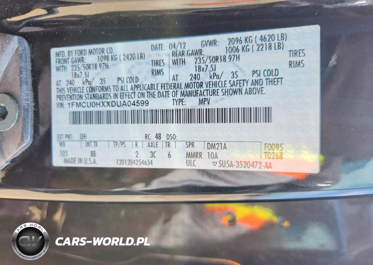 2013 Ford Escape Sel VIN:1FMCU0HXXDUA04599 - 13