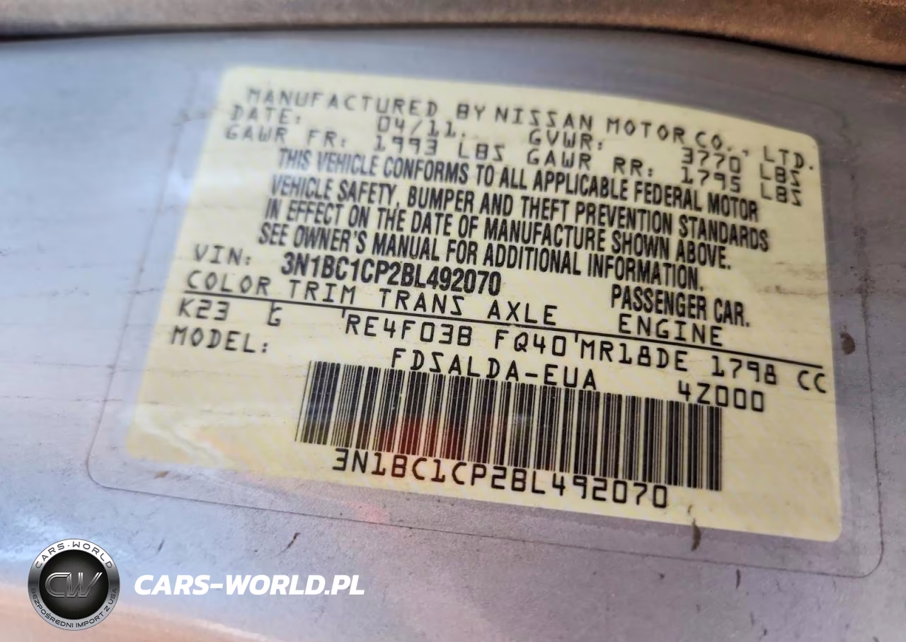 2011 Nissan Versa 1.8 S VIN:3N1BC1CP2BL492070 - 12