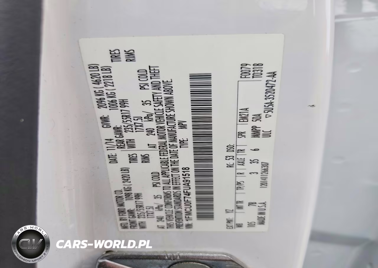 2015 Ford Escape VIN:1FMCU0F74FUA91518 - 13