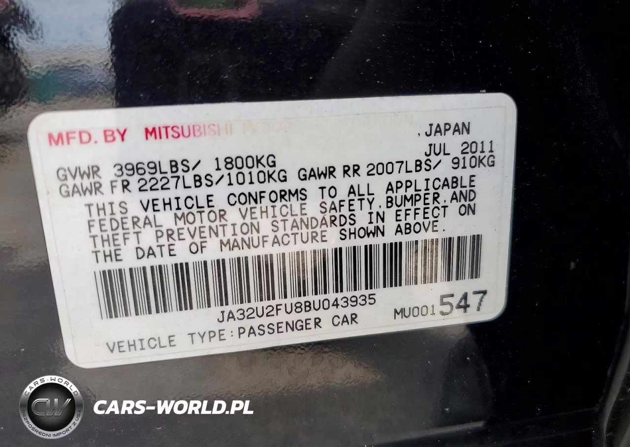 2011 Mitsubishi Lancer Es VIN:JA32U2FU8BU043935 - 12