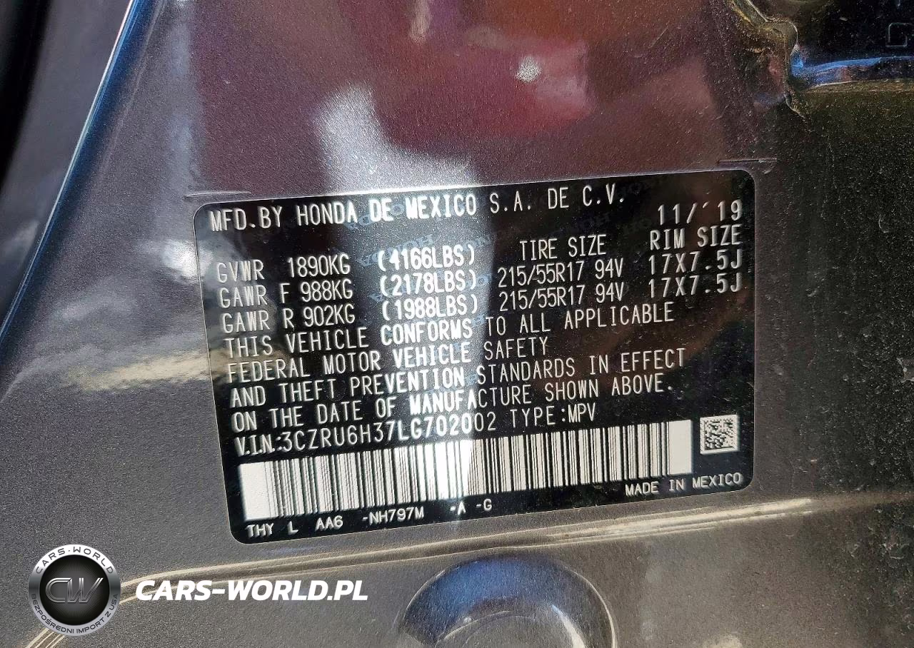 2020 Honda Hr-V Lx VIN:3CZRU6H37LG702002 - 14