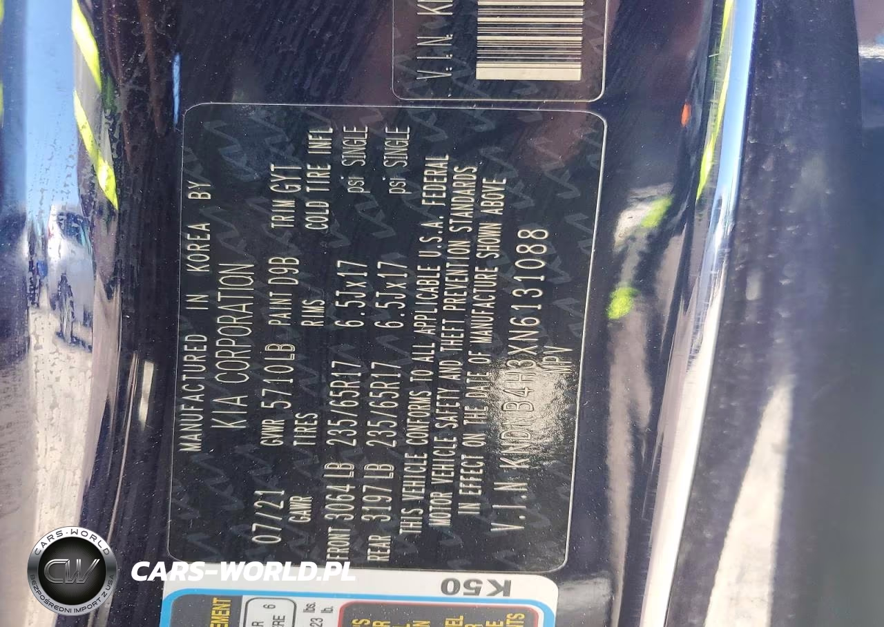 2022 Kia Carnival Lx VIN:KNDNB4H3XN6131088 - 13