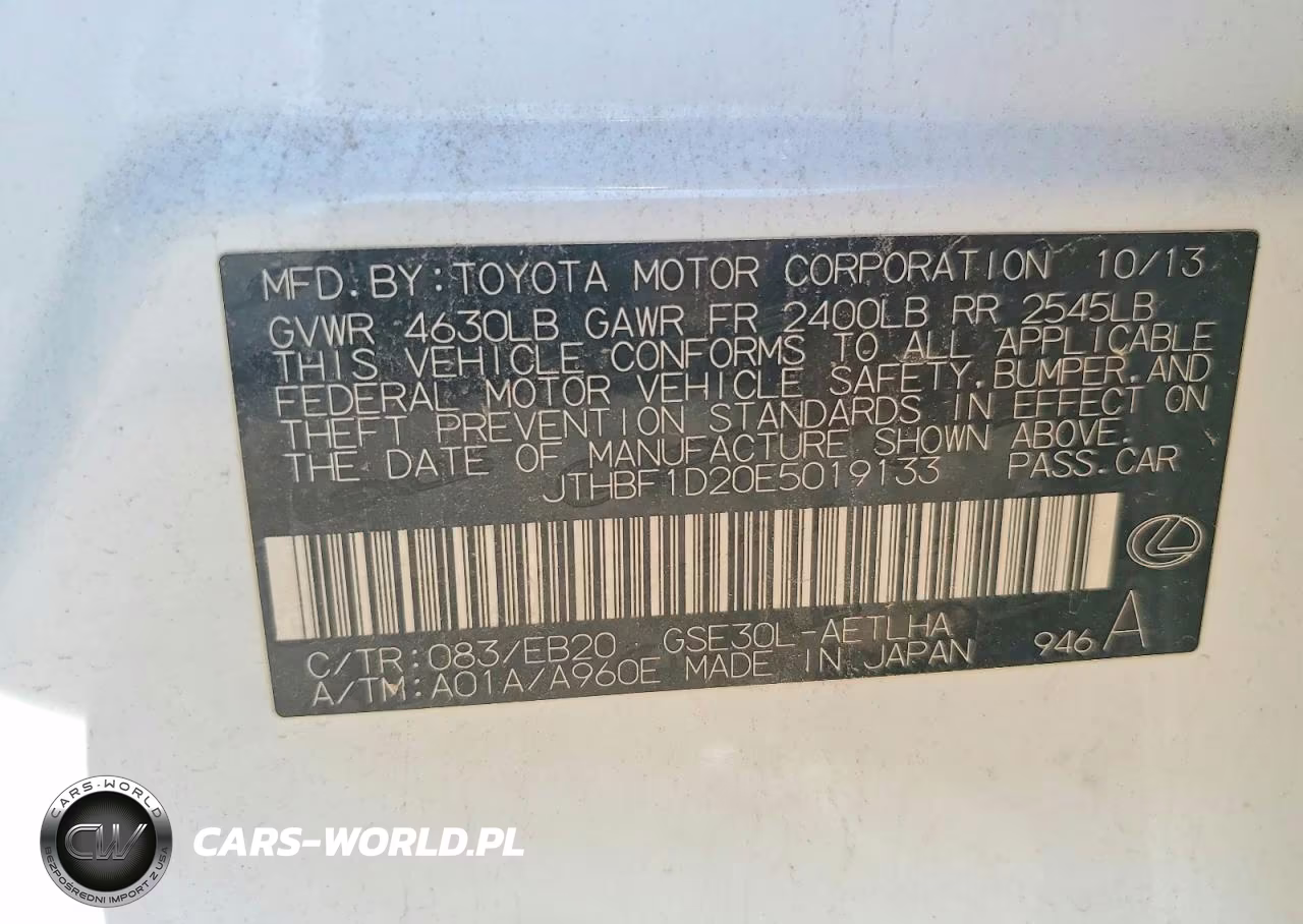 2014 Lexus Is 250 VIN:JTHBF1D20E5019133 - 12