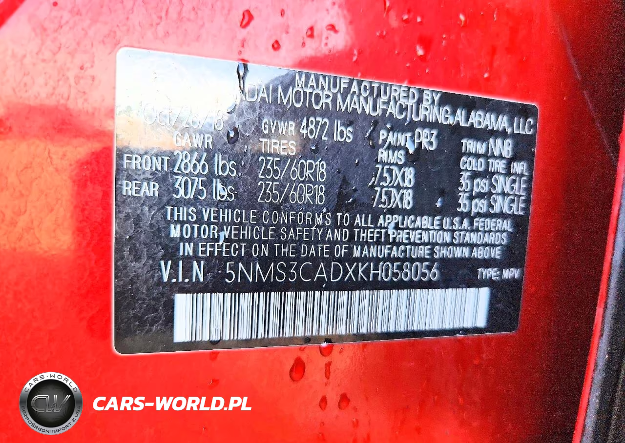 2019 Hyundai Santa Fe Sel Plus 2.4L VIN:5NMS3CADXKH058056 - 12