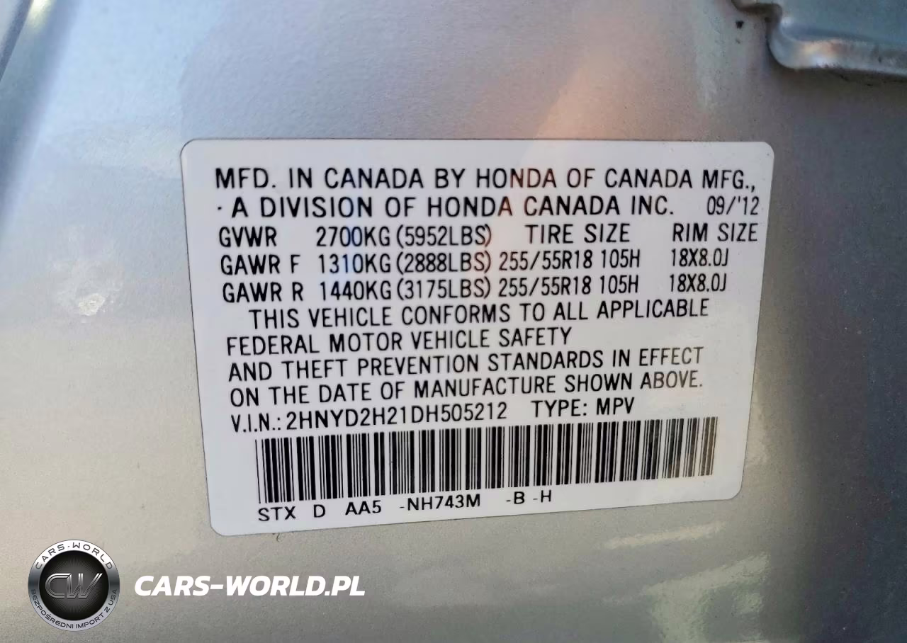 2013 Acura Mdx VIN:2HNYD2H21DH505212 - 13