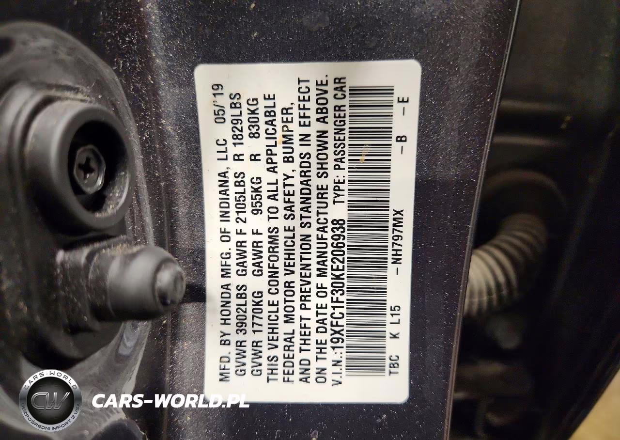 2019 Honda Civic Ex VIN:19XFC1F30KE206938 - 12