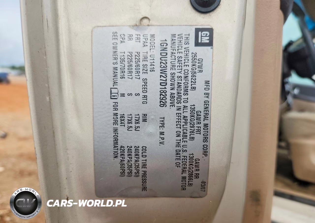 2007 Chevrolet Uplander Ls VIN:1GNDU23W27D182926 - 14