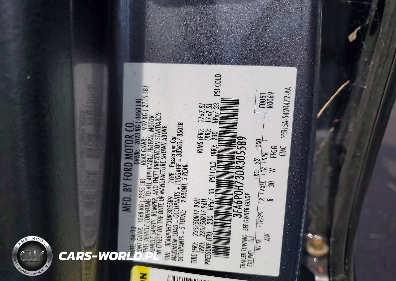 2013 Ford Fusion Se VIN:3FA6P0H73DR305589 - 12