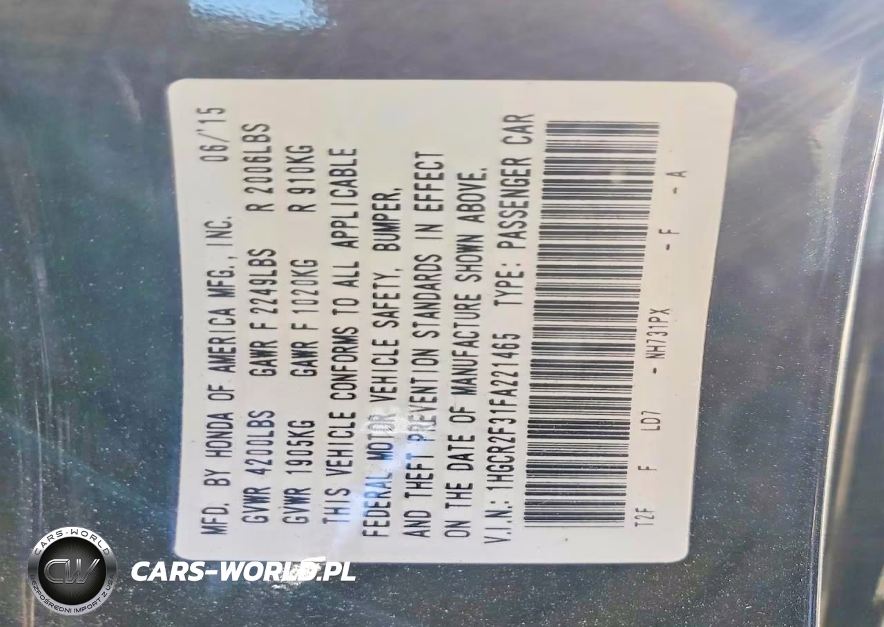 2015 Honda Accord Lx VIN:1HGCR2F31FA221465 - 13