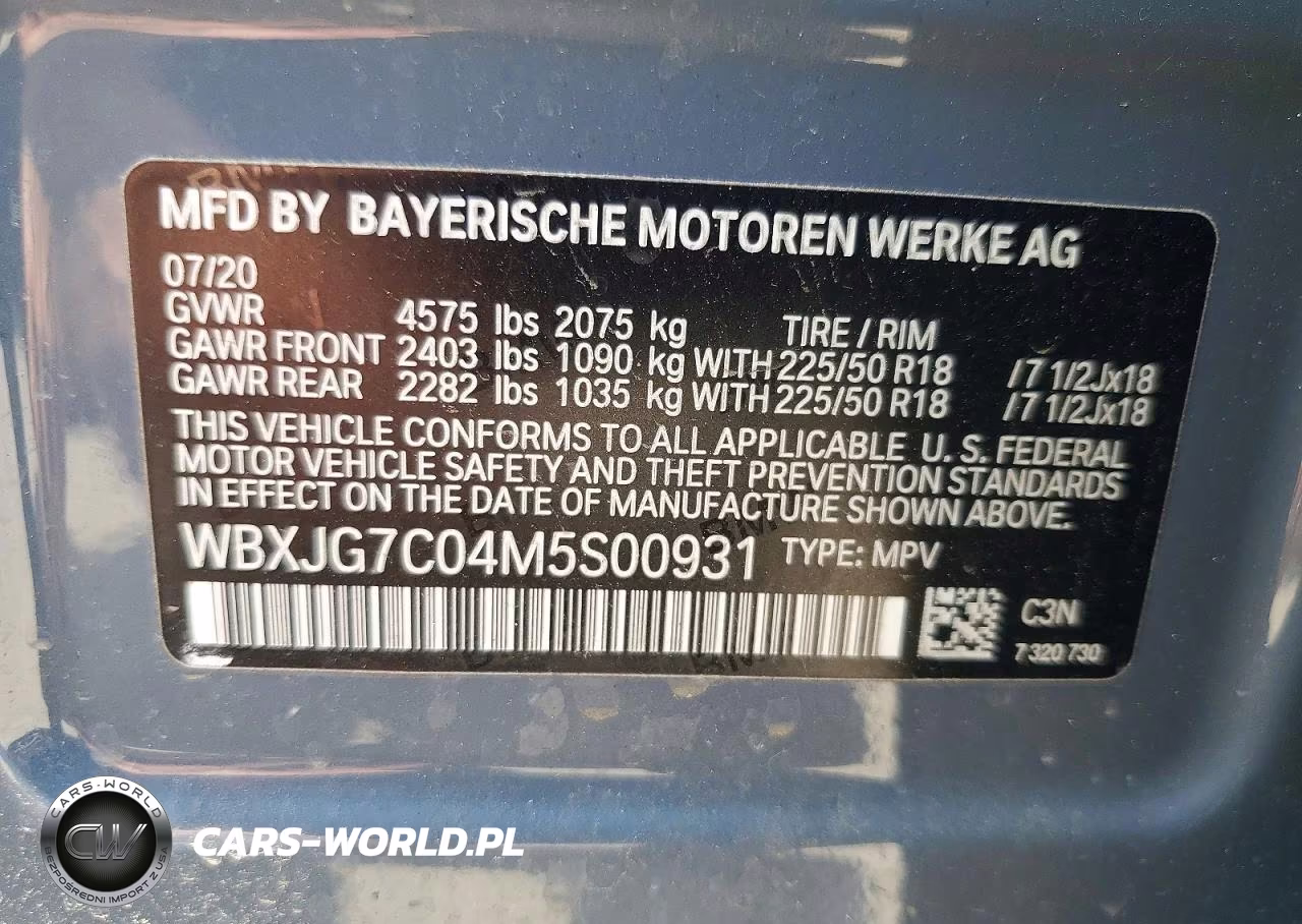 2021 BMW X1 Sdrive28I VIN:WBXJG7C04M5S00931 - 14