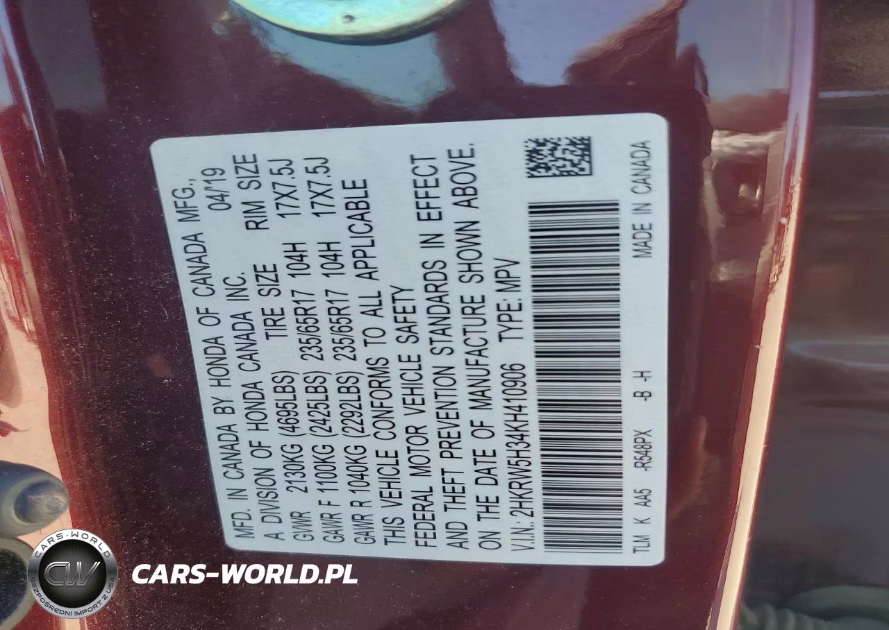2019 Honda Cr-V Lx VIN:2HKRW5H34KH410906 - 13