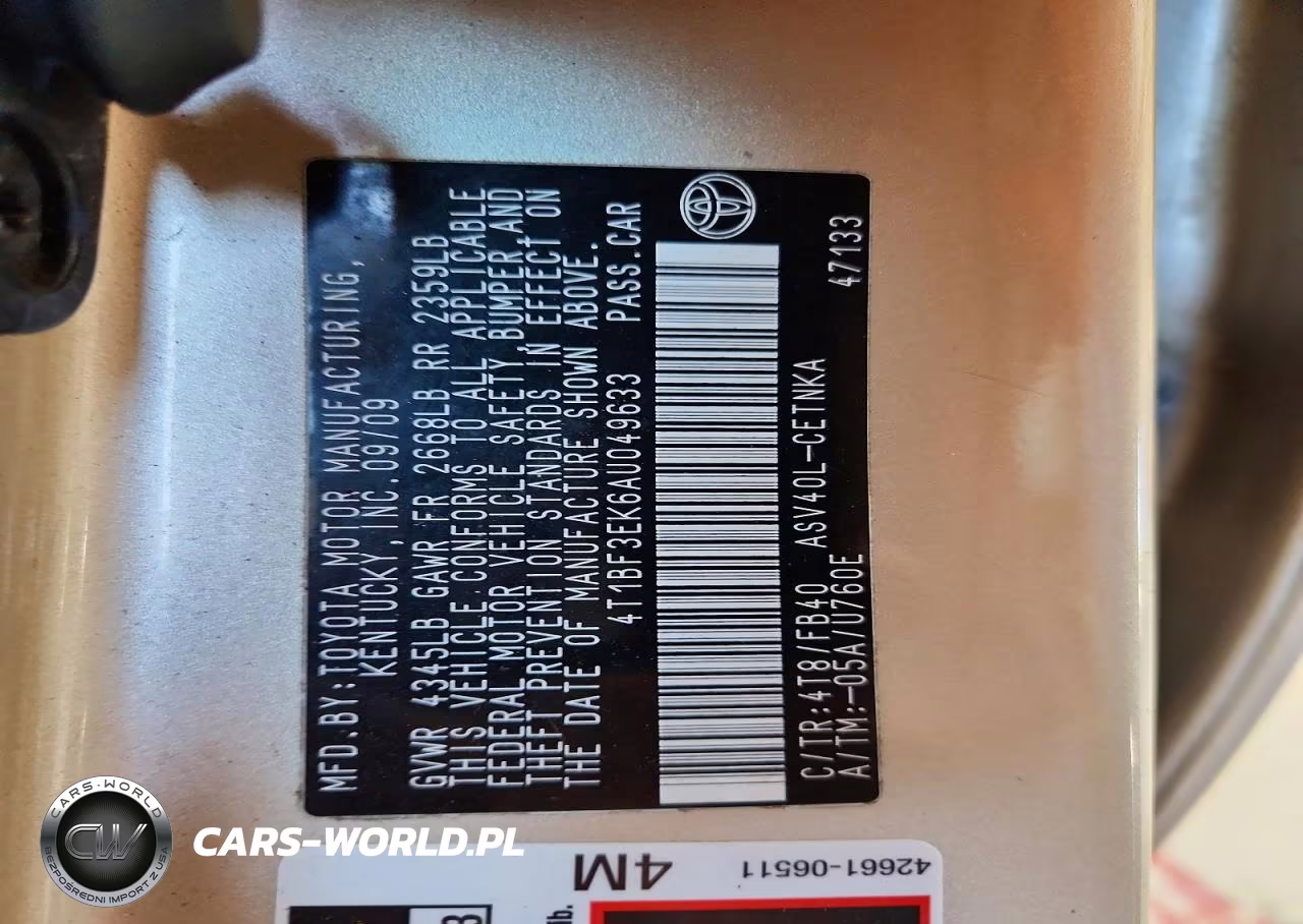 2010 Toyota Camry Le VIN:4T1BF3EK6AU049633 - 12