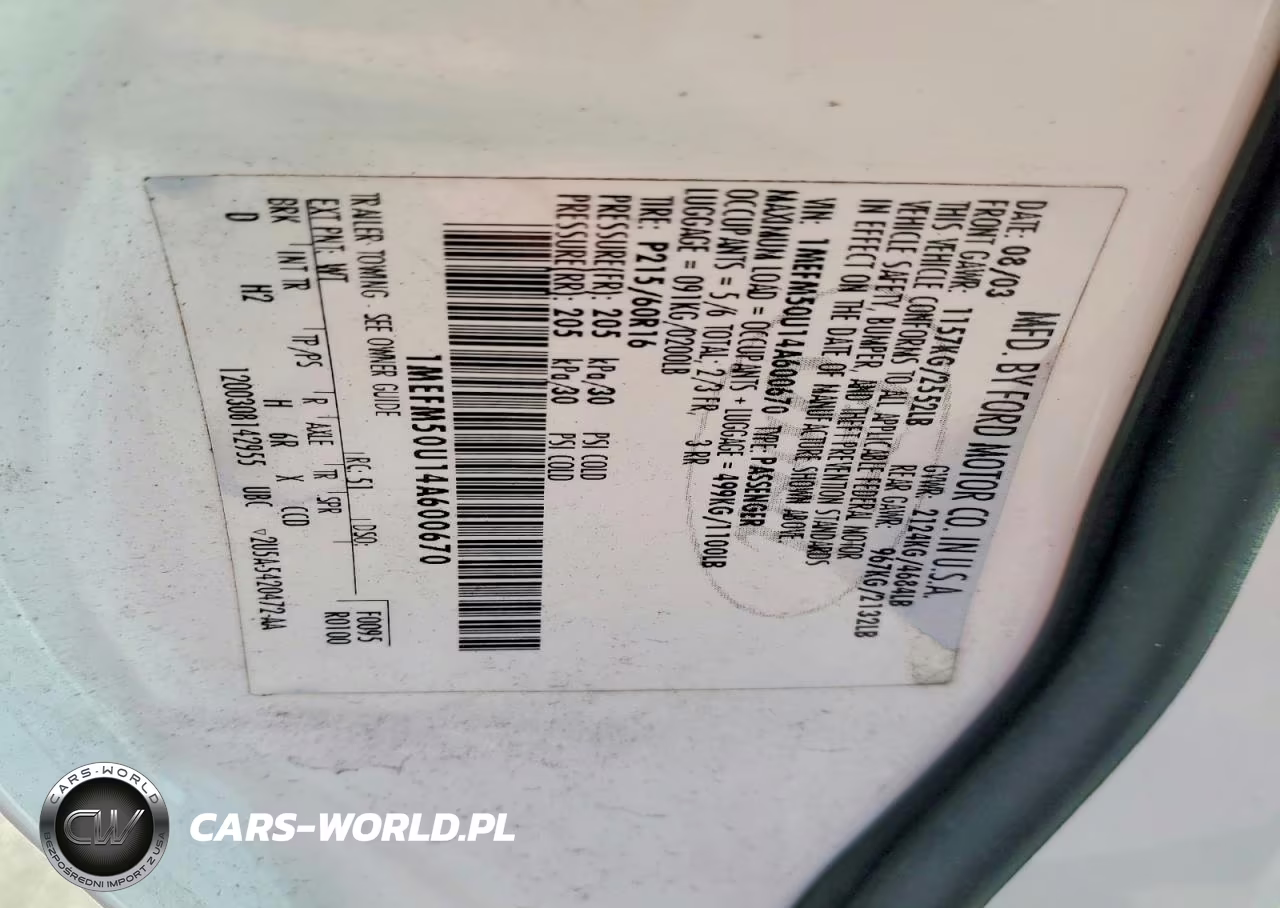 2004 Mercury Sable Gs VIN:1MEFM50U14A600670 - 12