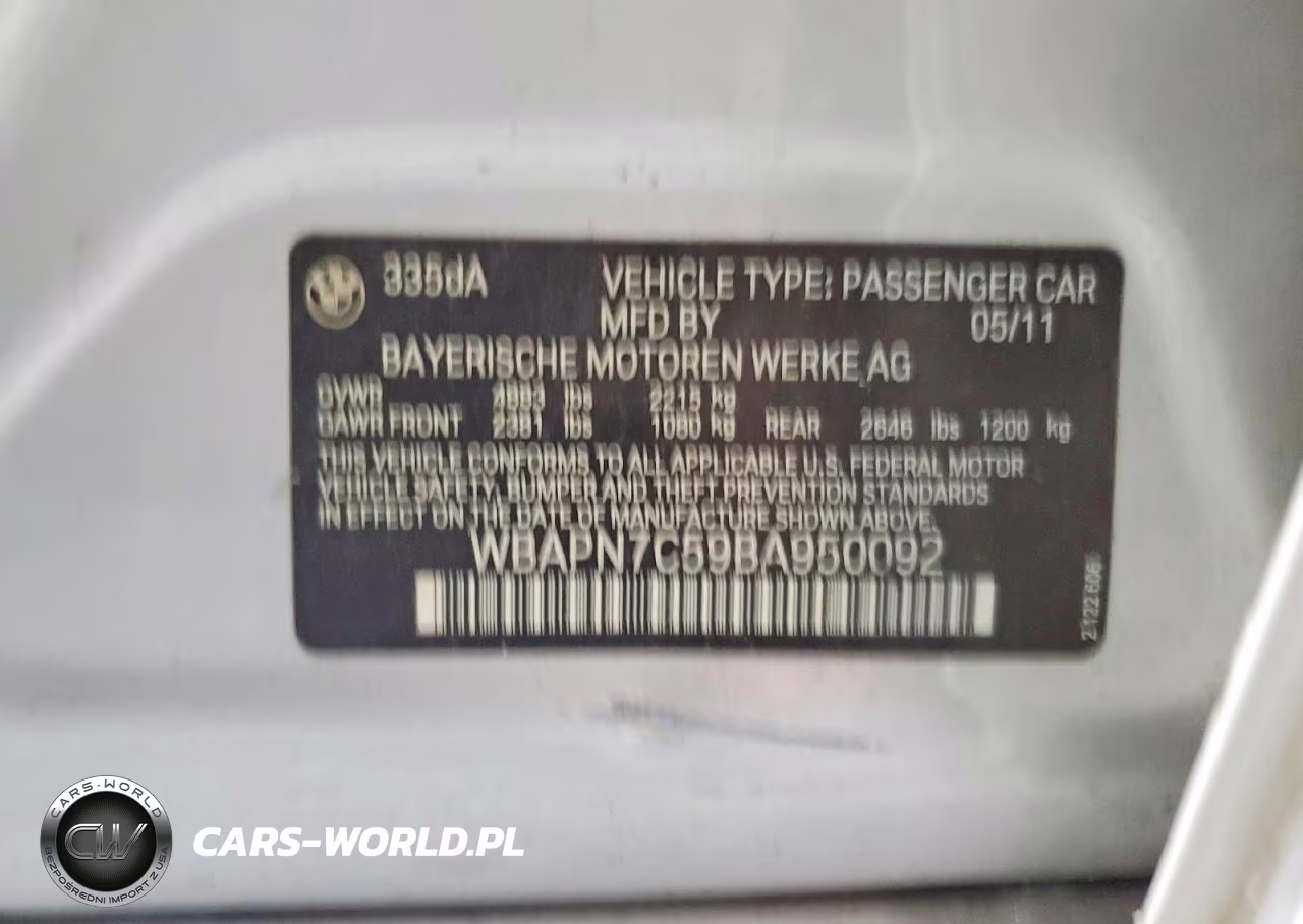2011 BMW 335 D VIN:WBAPN7C59BA950092 - 12