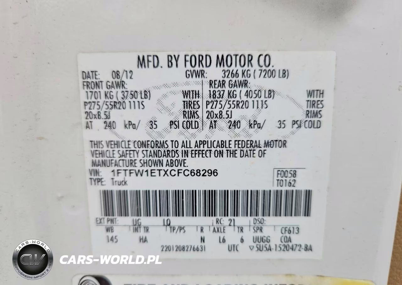 2012 Ford F150 Supercrew VIN:1FTFW1ETXCFC68296 - 12