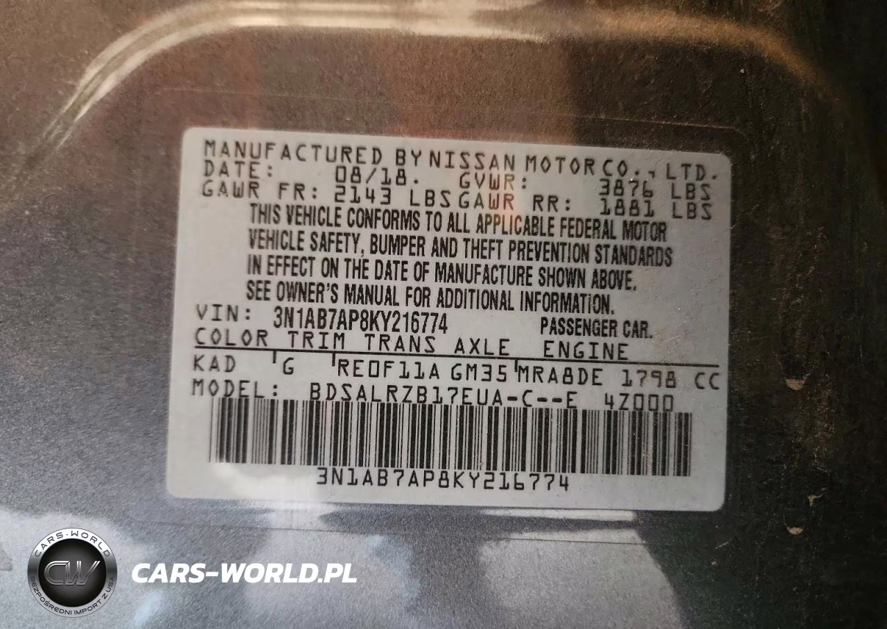 2019 Nissan Sentra Sr VIN:3N1AB7AP8KY216774 - 12