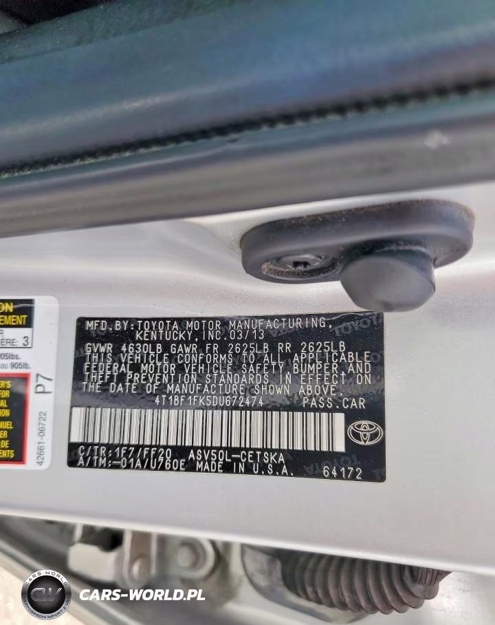 2013 Toyota Camry L VIN:4T1BF1FK5DU672474 - 13